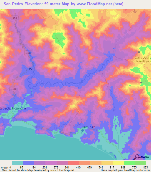 San Pedro,Costa Rica Elevation Map