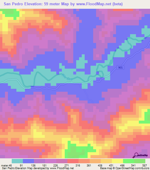San Pedro,Costa Rica Elevation Map