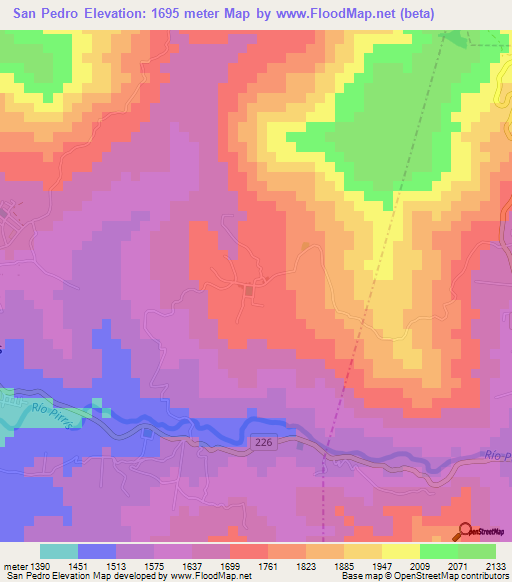 San Pedro,Costa Rica Elevation Map
