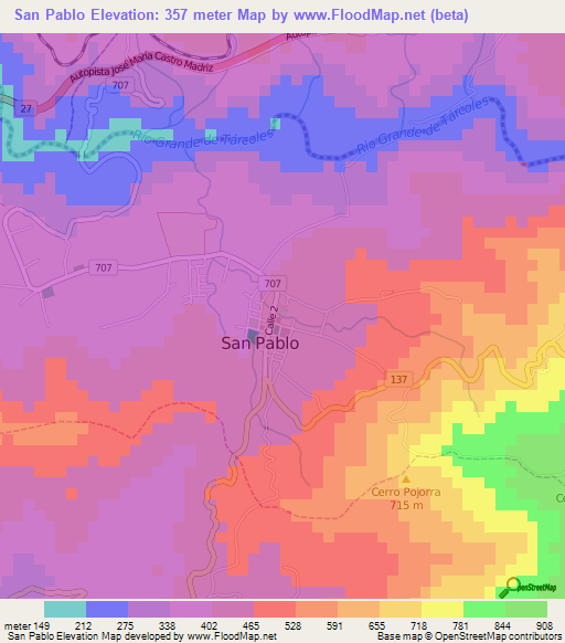 San Pablo,Costa Rica Elevation Map