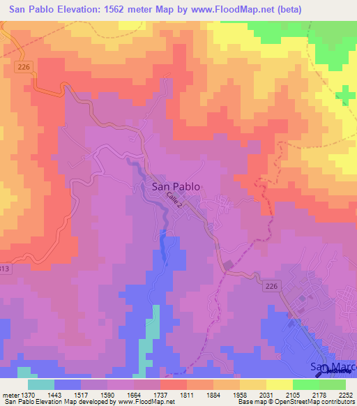 San Pablo,Costa Rica Elevation Map