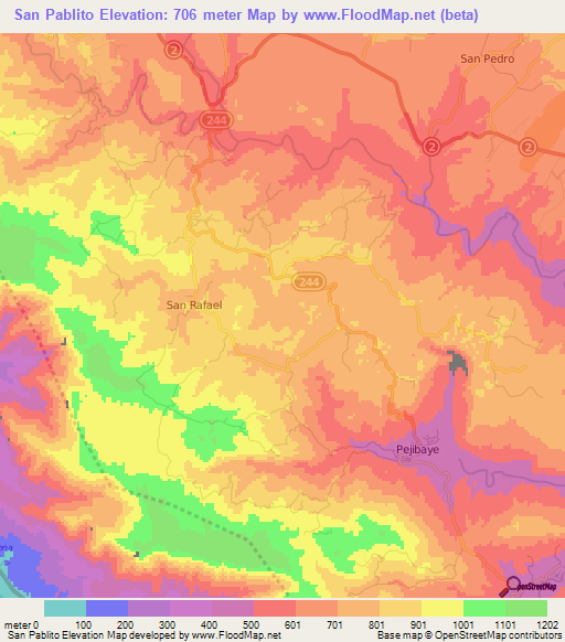 San Pablito,Costa Rica Elevation Map