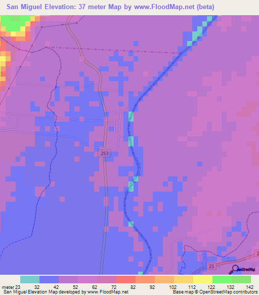 San Miguel,Costa Rica Elevation Map