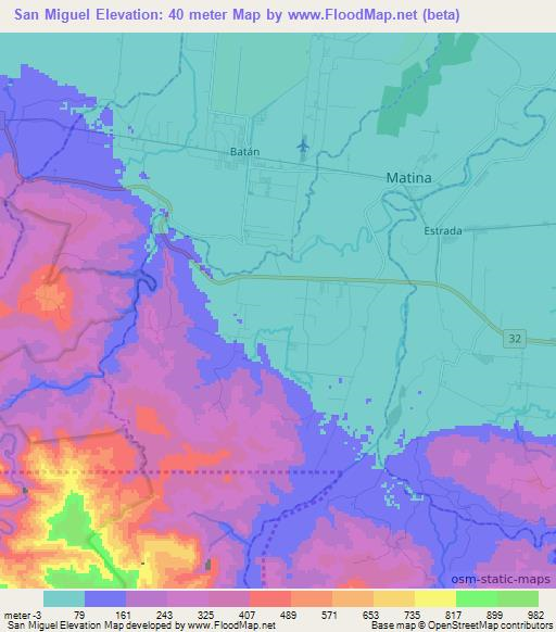 San Miguel,Costa Rica Elevation Map