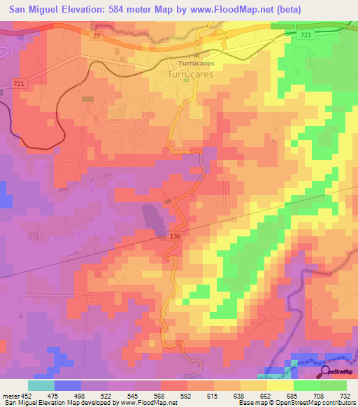 San Miguel,Costa Rica Elevation Map