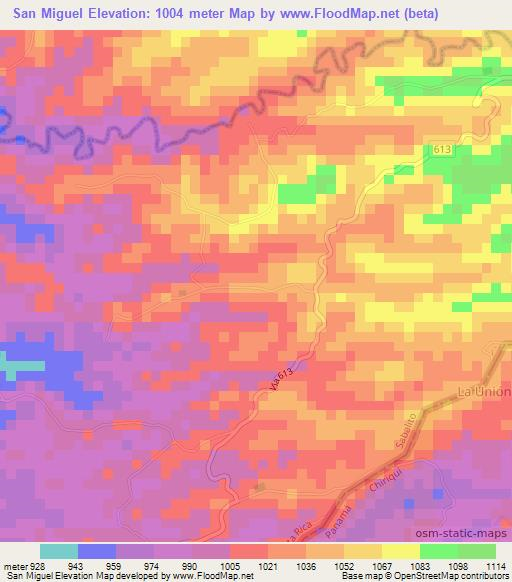 San Miguel,Costa Rica Elevation Map