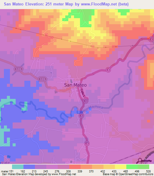 San Mateo,Costa Rica Elevation Map