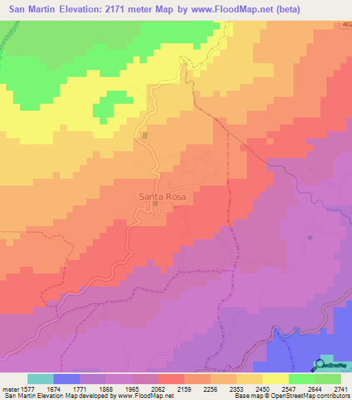 San Martin,Costa Rica Elevation Map