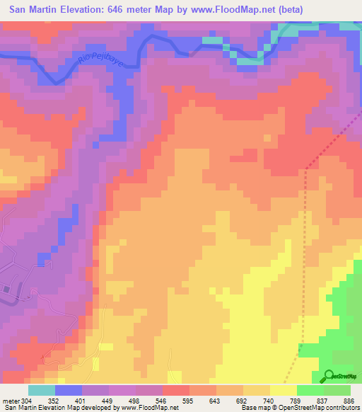 San Martin,Costa Rica Elevation Map