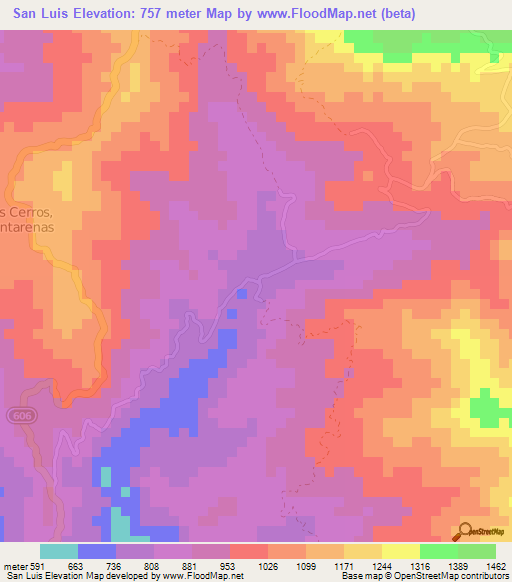 San Luis,Costa Rica Elevation Map