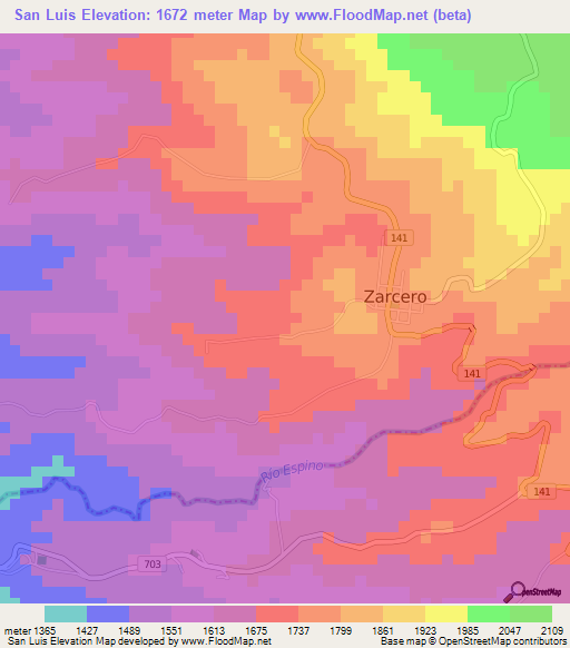 San Luis,Costa Rica Elevation Map