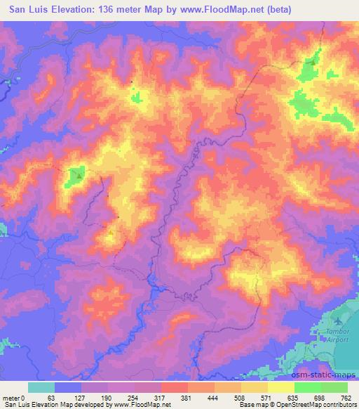 San Luis,Costa Rica Elevation Map
