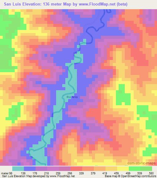 San Luis,Costa Rica Elevation Map