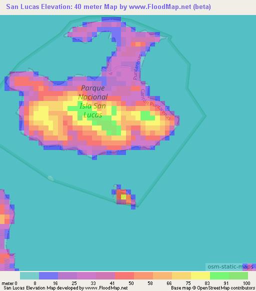 San Lucas,Costa Rica Elevation Map