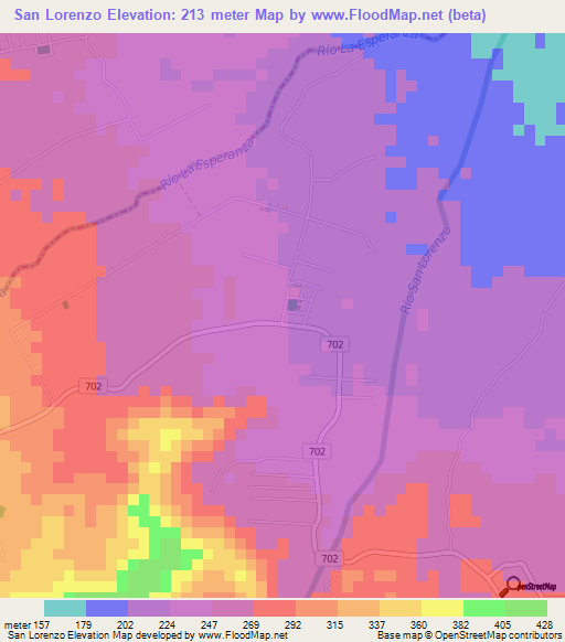 San Lorenzo,Costa Rica Elevation Map
