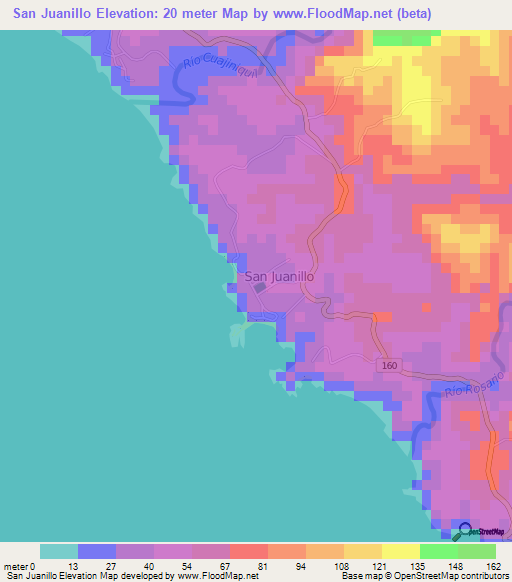 San Juanillo,Costa Rica Elevation Map