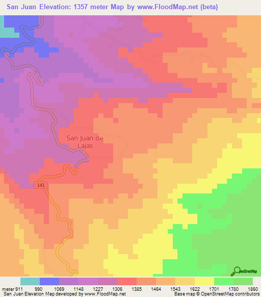San Juan,Costa Rica Elevation Map