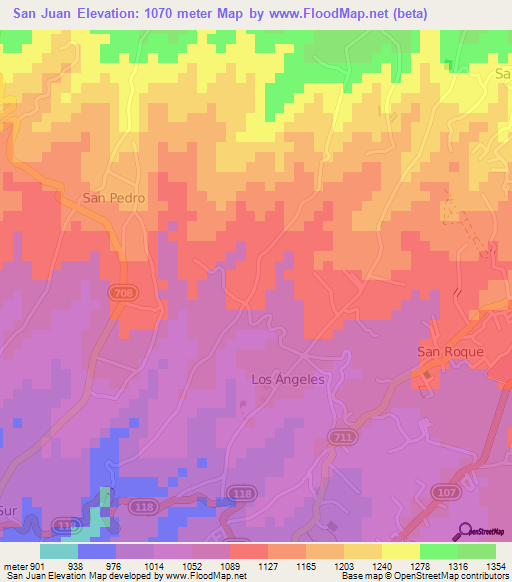 San Juan,Costa Rica Elevation Map