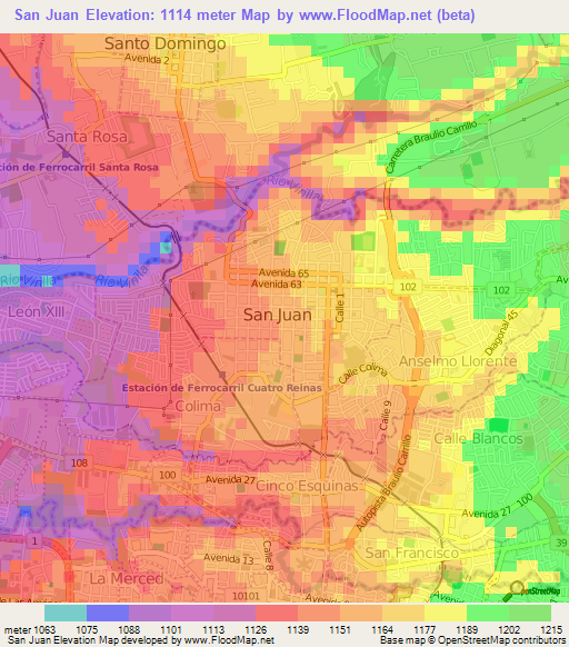 San Juan,Costa Rica Elevation Map