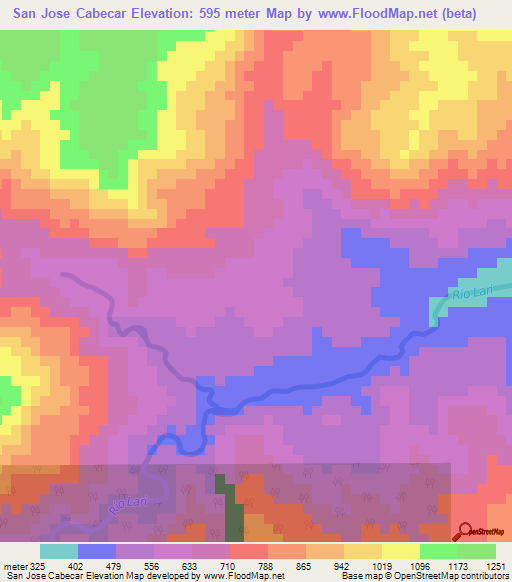San Jose Cabecar,Costa Rica Elevation Map