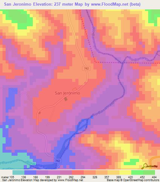 San Jeronimo,Costa Rica Elevation Map