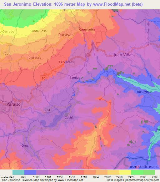 San Jeronimo,Costa Rica Elevation Map