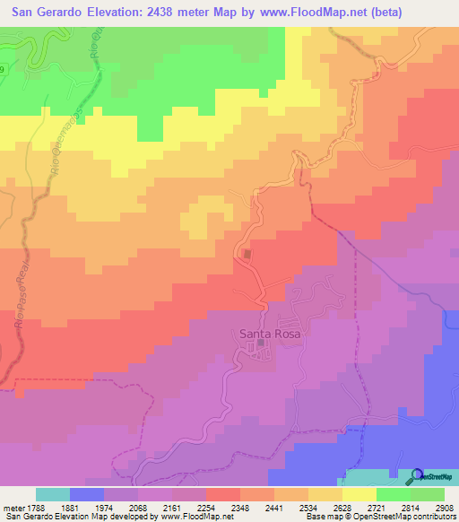 San Gerardo,Costa Rica Elevation Map