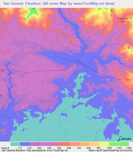 San Gerardo,Costa Rica Elevation Map