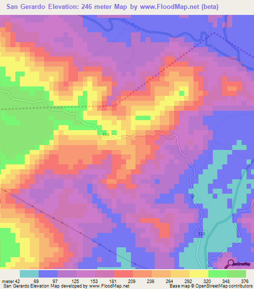San Gerardo,Costa Rica Elevation Map