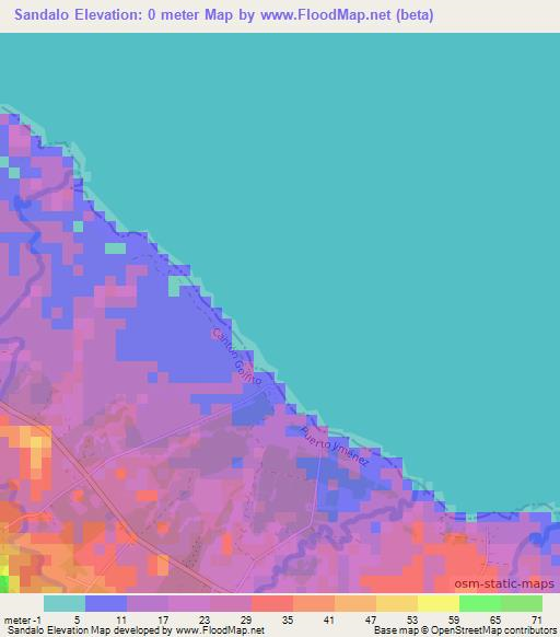 Sandalo,Costa Rica Elevation Map