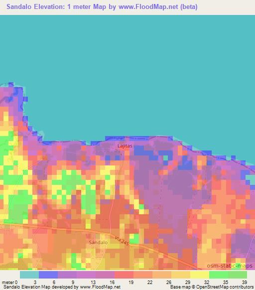 Sandalo,Costa Rica Elevation Map