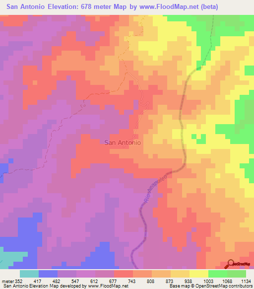 San Antonio,Costa Rica Elevation Map
