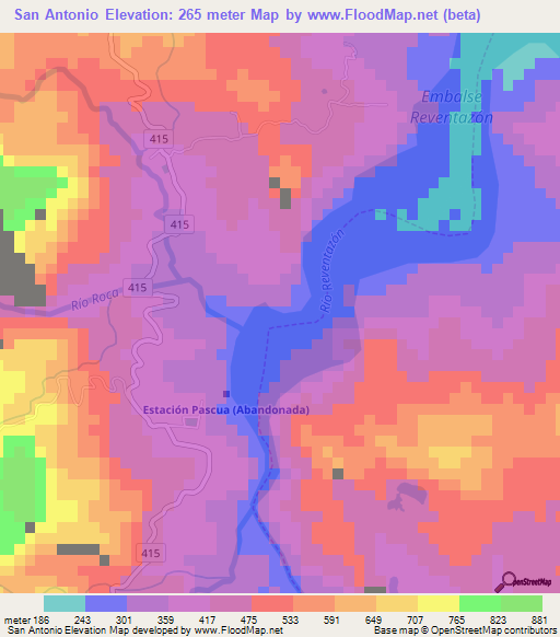 San Antonio,Costa Rica Elevation Map