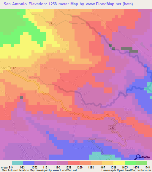 San Antonio,Costa Rica Elevation Map