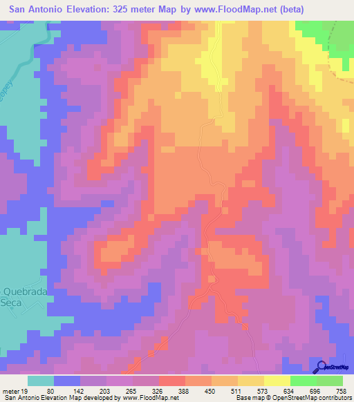 San Antonio,Costa Rica Elevation Map