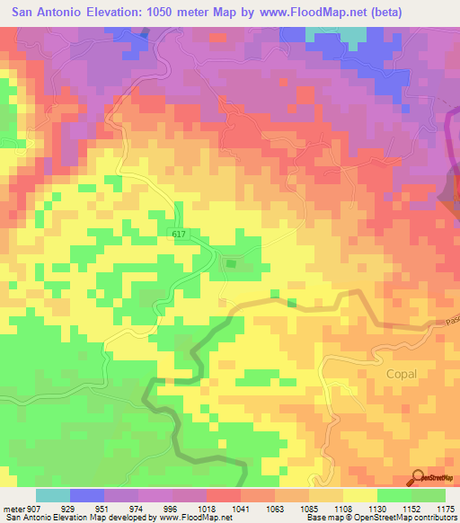 San Antonio,Costa Rica Elevation Map