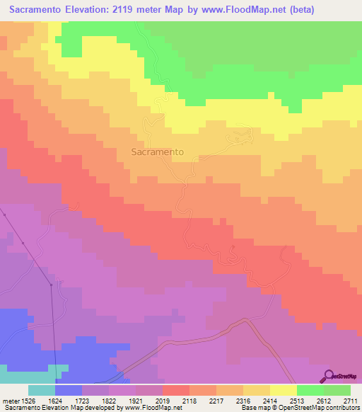 Sacramento,Costa Rica Elevation Map