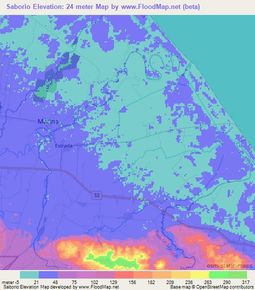 Saborio,Costa Rica Elevation Map