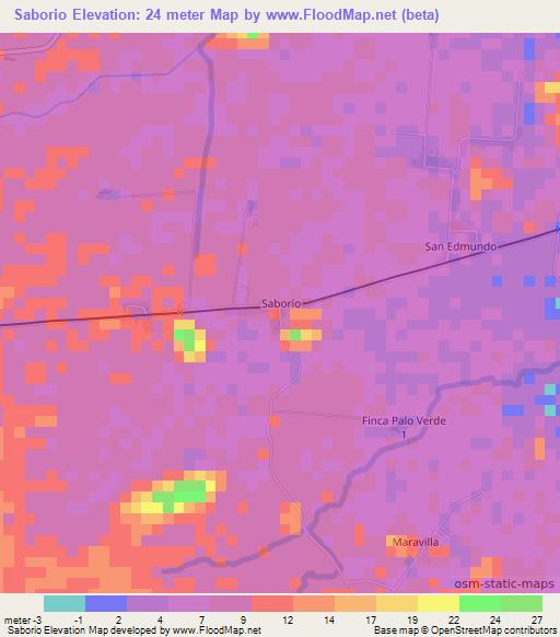 Saborio,Costa Rica Elevation Map