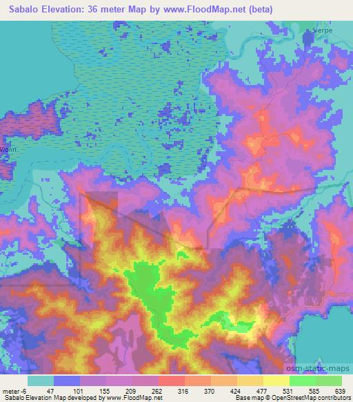 Sabalo,Costa Rica Elevation Map