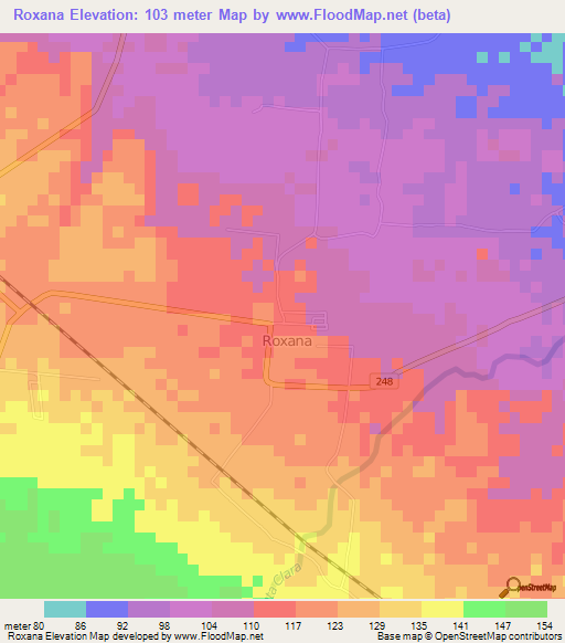 Roxana,Costa Rica Elevation Map