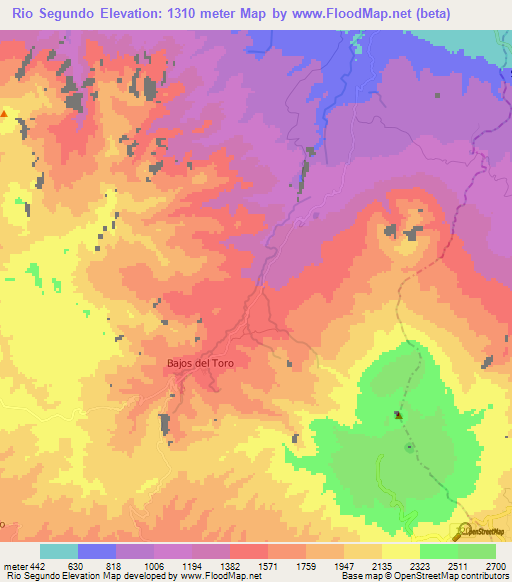 Rio Segundo,Costa Rica Elevation Map