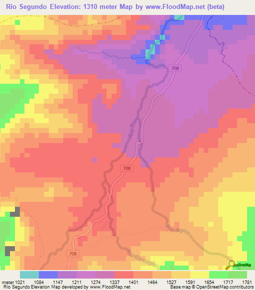 Rio Segundo,Costa Rica Elevation Map
