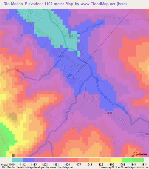 Rio Macho,Costa Rica Elevation Map