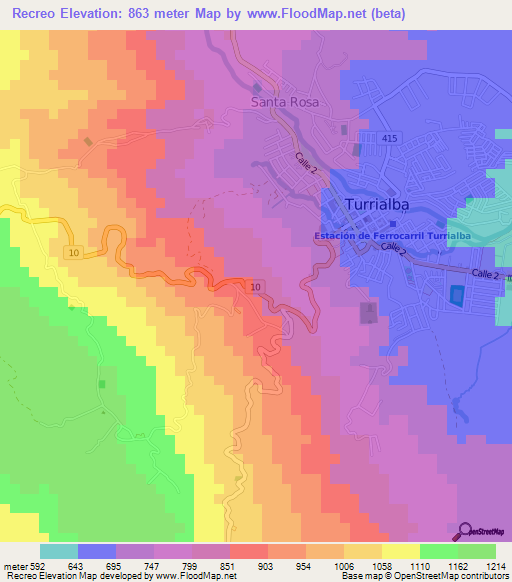 Recreo,Costa Rica Elevation Map
