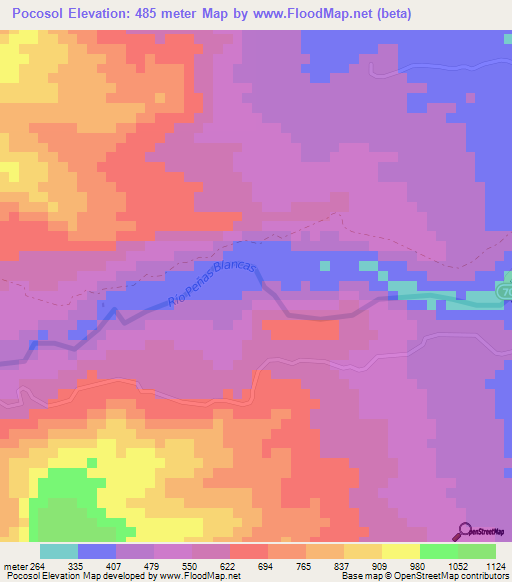 Pocosol,Costa Rica Elevation Map