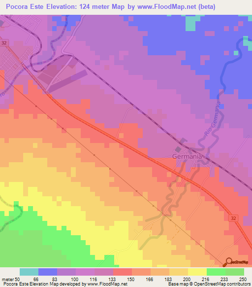 Pocora Este,Costa Rica Elevation Map