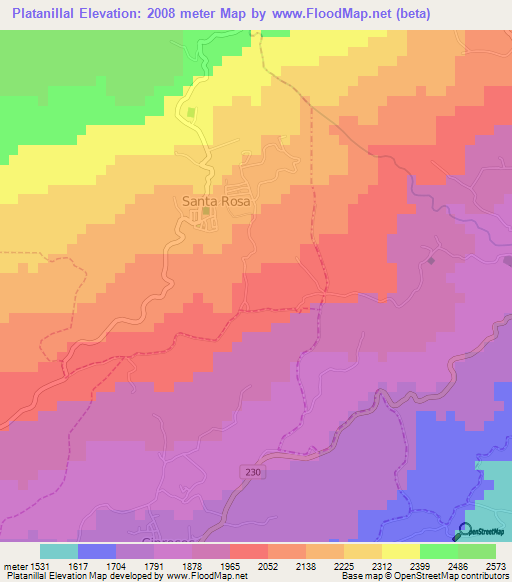 Platanillal,Costa Rica Elevation Map