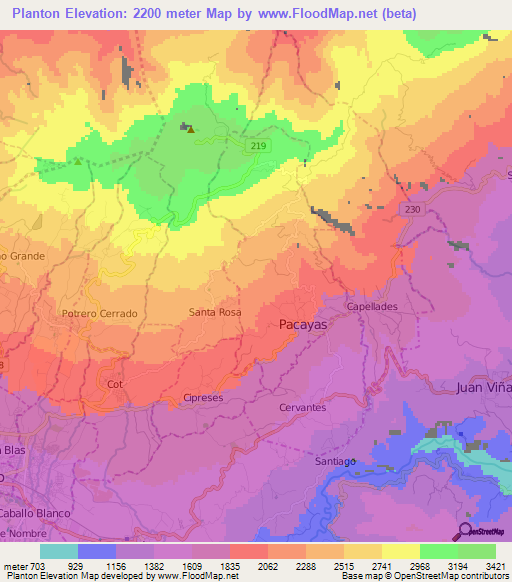 Planton,Costa Rica Elevation Map