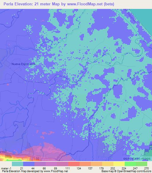 Perla,Costa Rica Elevation Map